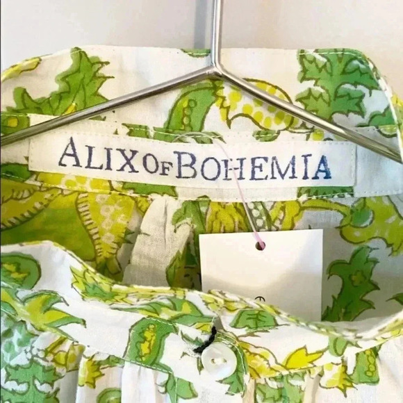 ALIX OF BOHEMIA Sawyer Chartreuse Drop Shoulder Button Shirt Dress, M, NWT $590 - Picture 6 of 13